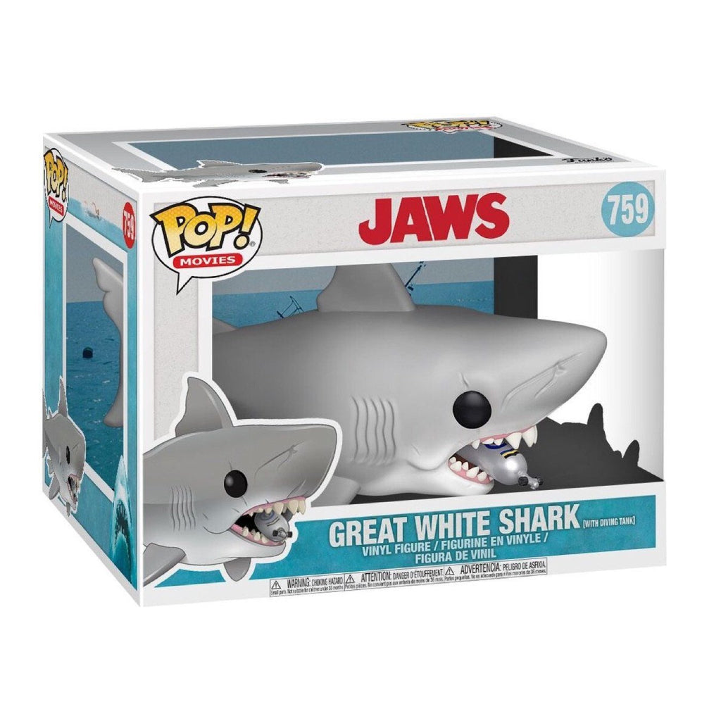 FUNKO POP SUPER MOVIES JAWS GREAT WHITE SHARK WITH DIVING TANK 759