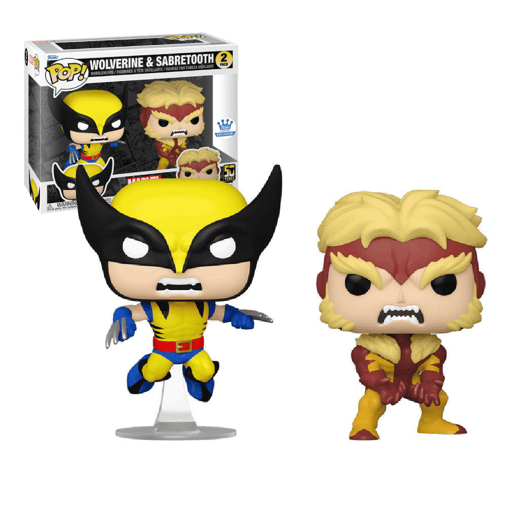 FUNKO POP MARVEL COMICS 50 YEARS X-MEN WOLVERINE AND SABERTOOTH 2 PACK