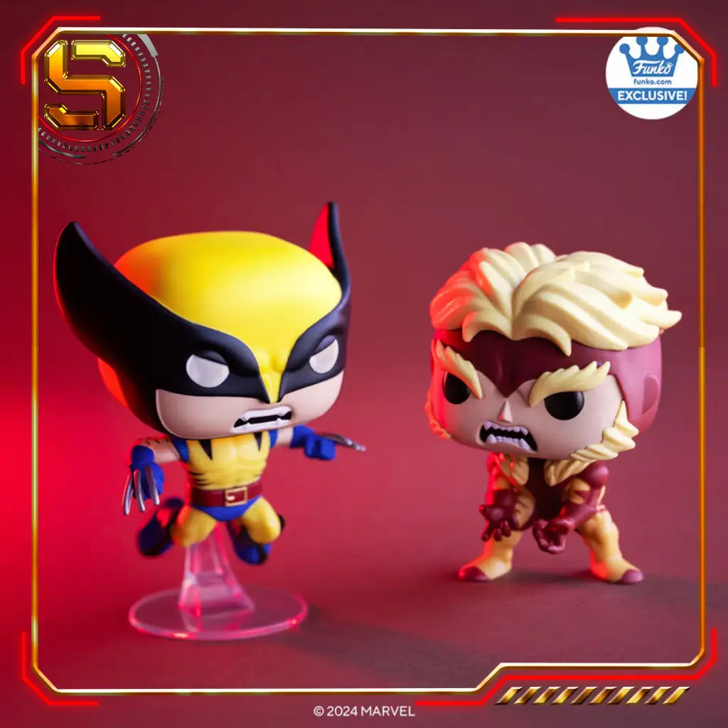 FUNKO POP MARVEL COMICS 50 YEARS X-MEN WOLVERINE AND SABERTOOTH 2 PACK