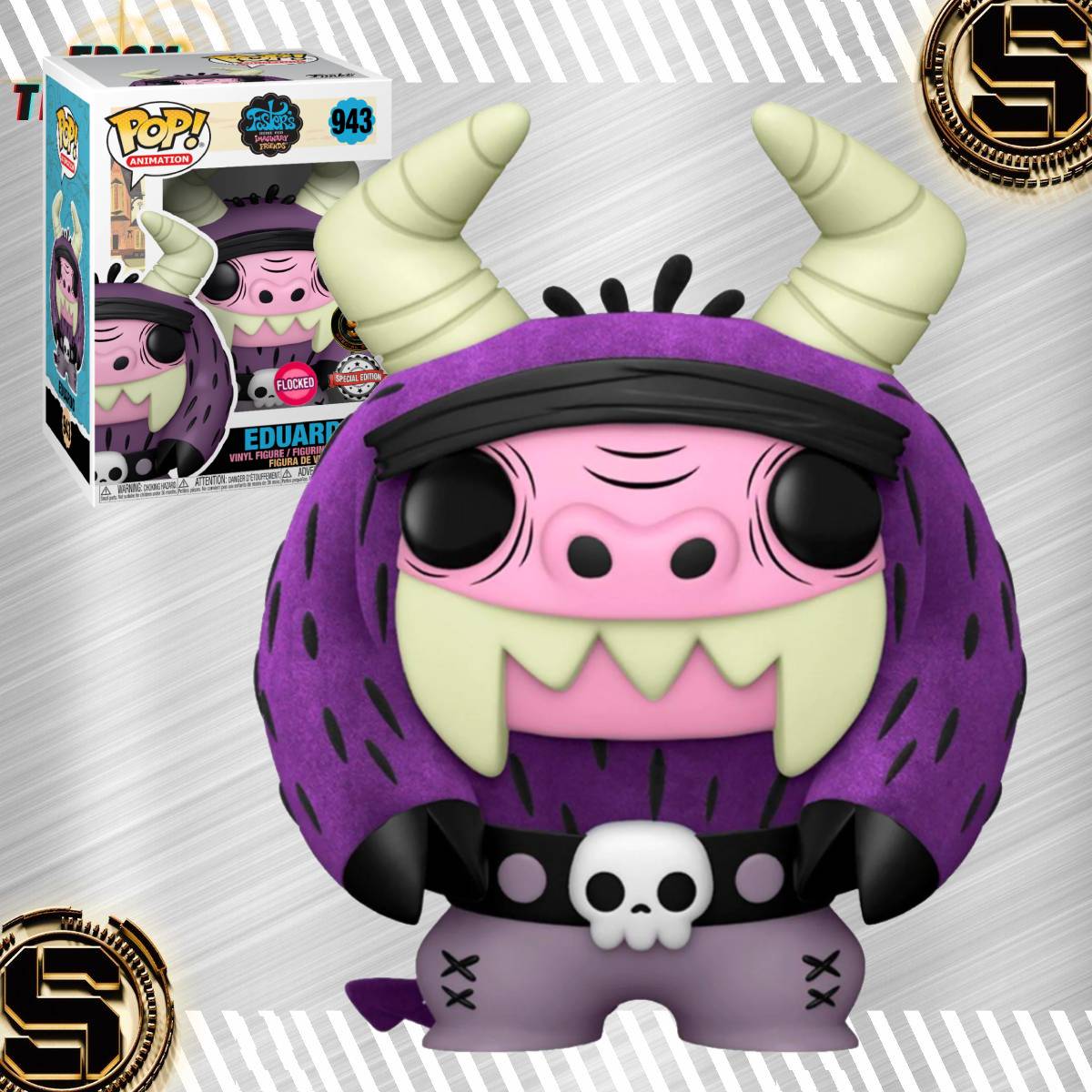 FUNKO POP ANIMATION FOSTERS HOME FOR IMAGINARY FRIENDS EDUARDO 943 FLOCKED EXCLUSIVO SAHARIS