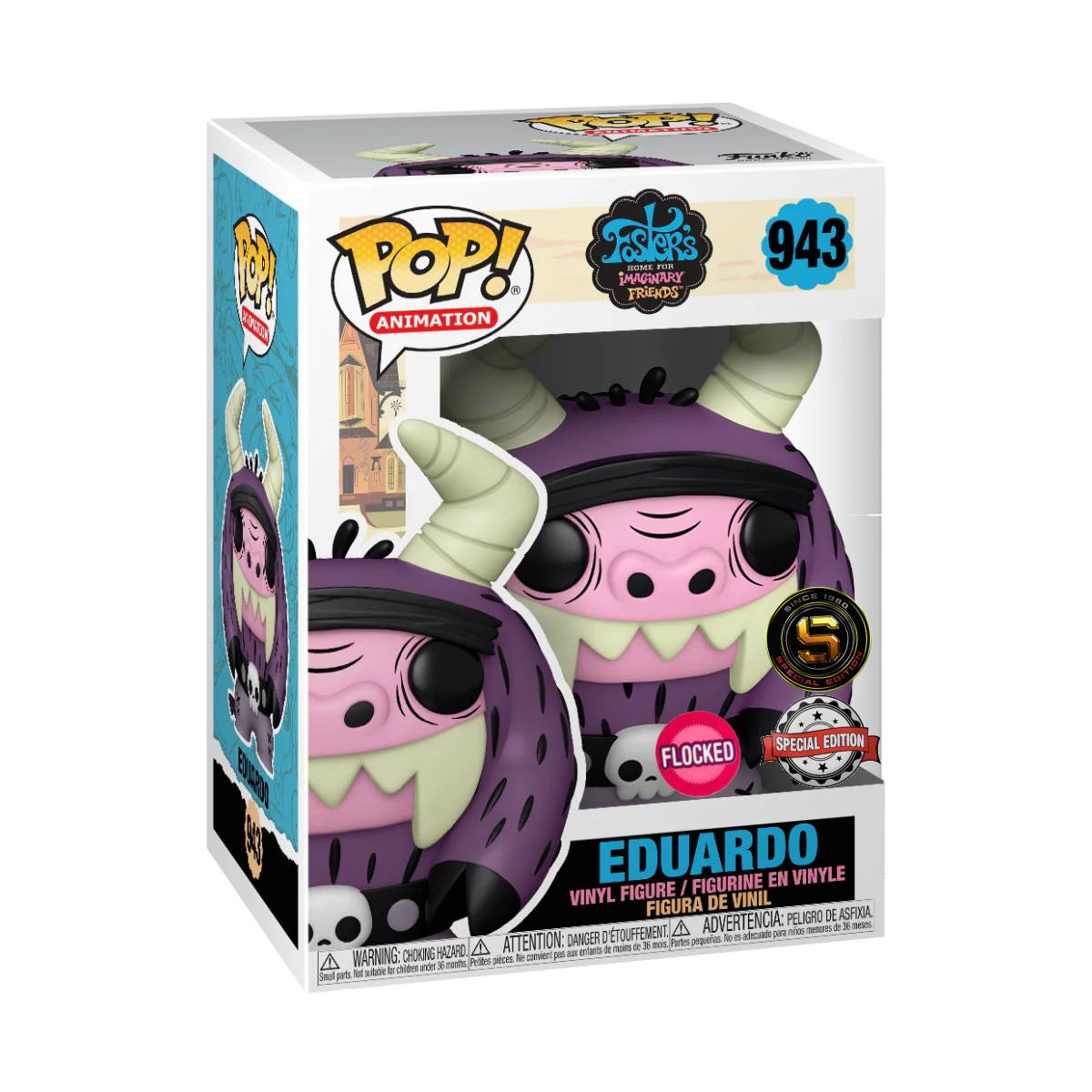 FUNKO POP ANIMATION FOSTERS HOME FOR IMAGINARY FRIENDS EDUARDO 943 FLOCKED EXCLUSIVO SAHARIS