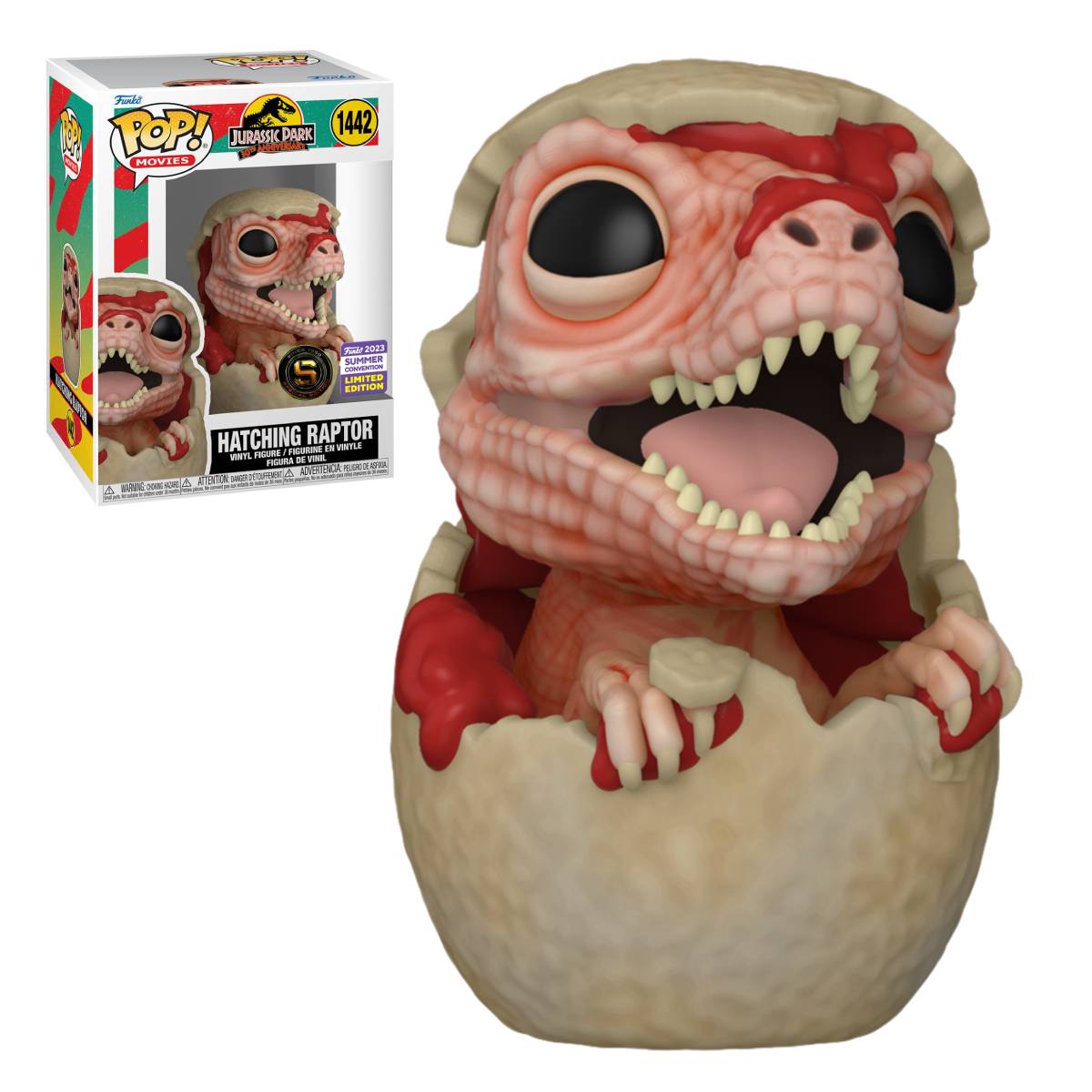 FUNKO POP MOVIES JURASSIC PARK HATCHING RAPTOR SDCC 2023 EXCLUSIVO SAHARIS