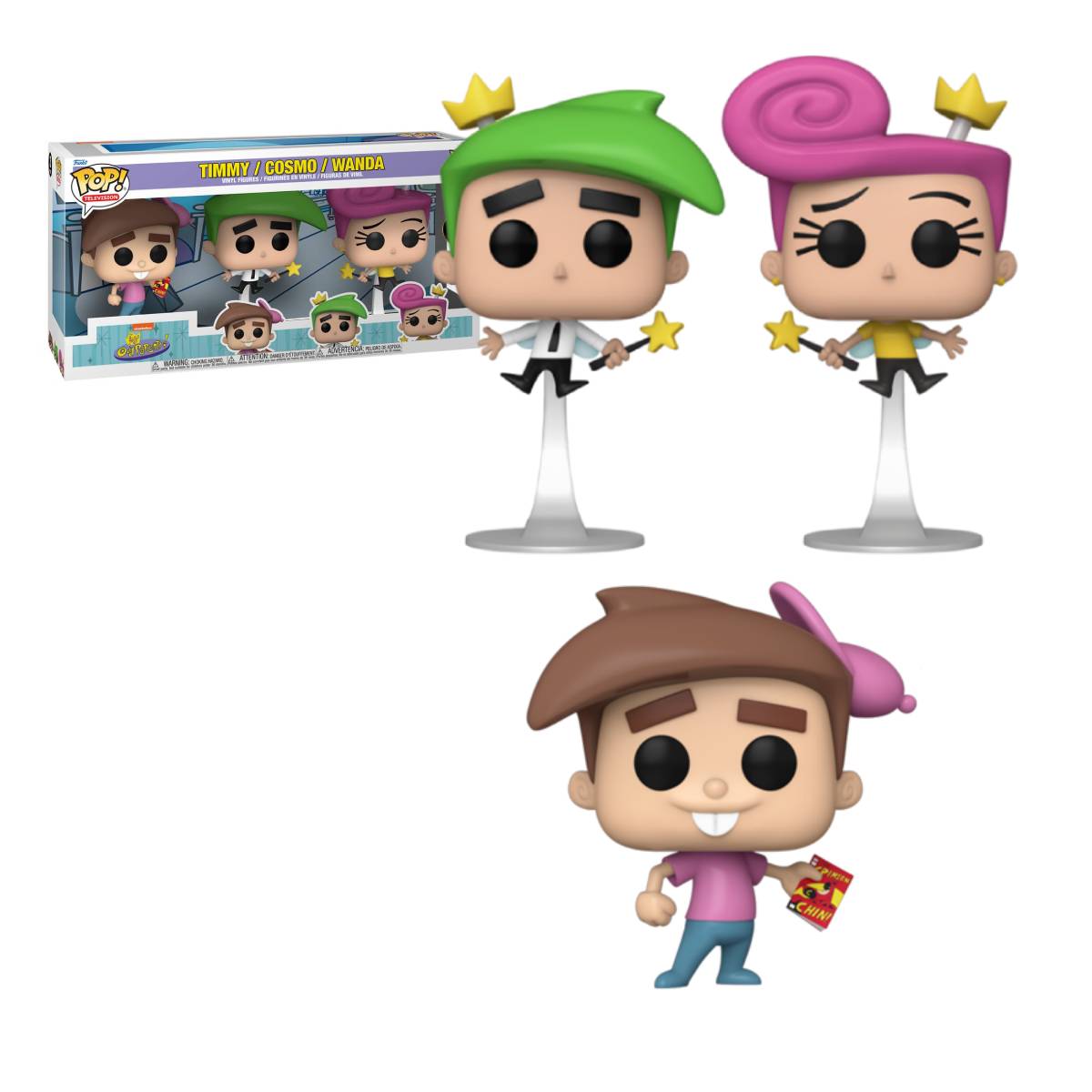 FUNKO POP TV NICKELODEON FAIRLY ODD PARENTS COSMO TIMMY WANDA 3 PACK SDCC 2023 EXCLUSIVO SAHARIS