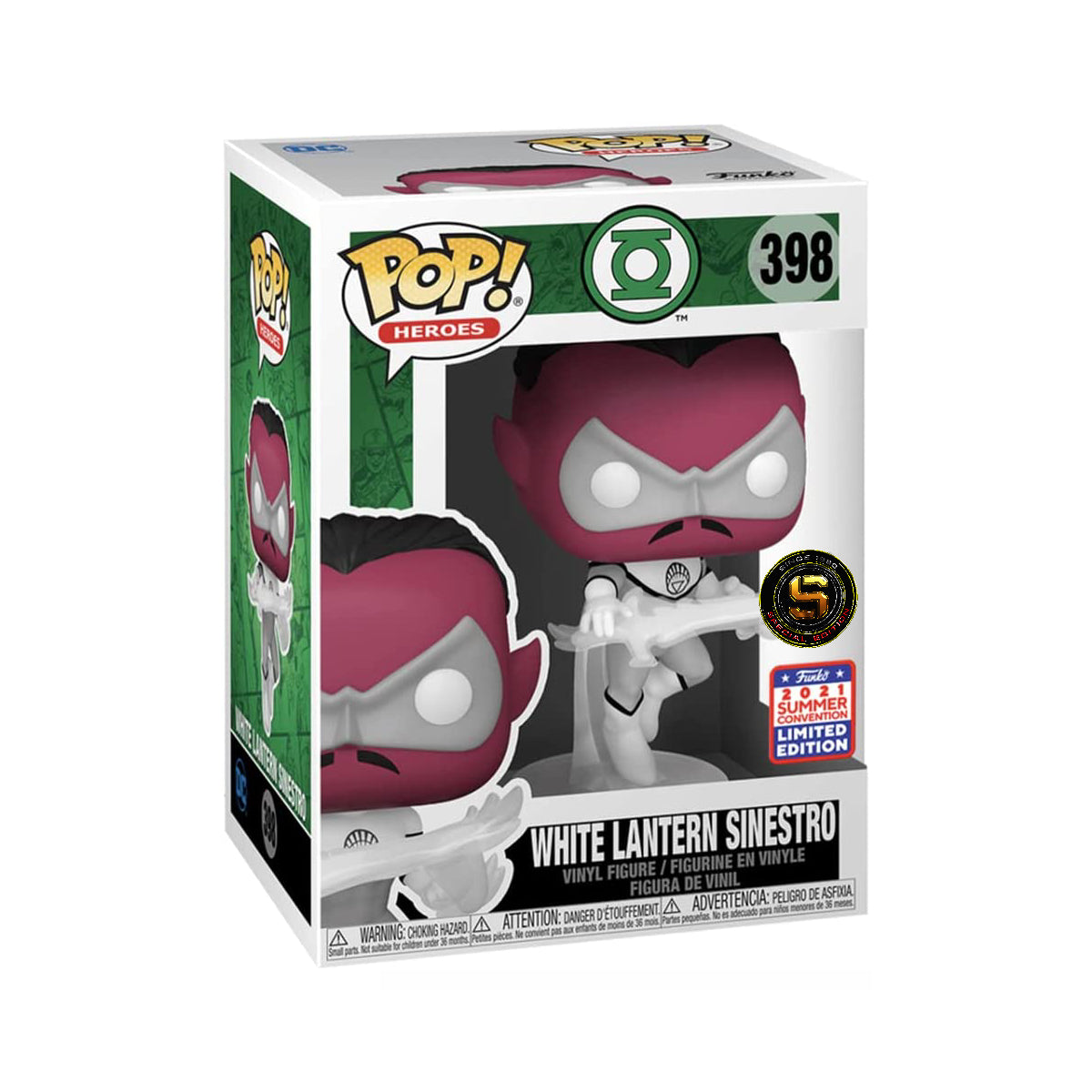 FUNKO POP DC COMICS WHITE LANTERN SINESTRO 398 EXCLUSIVO SAHARIS