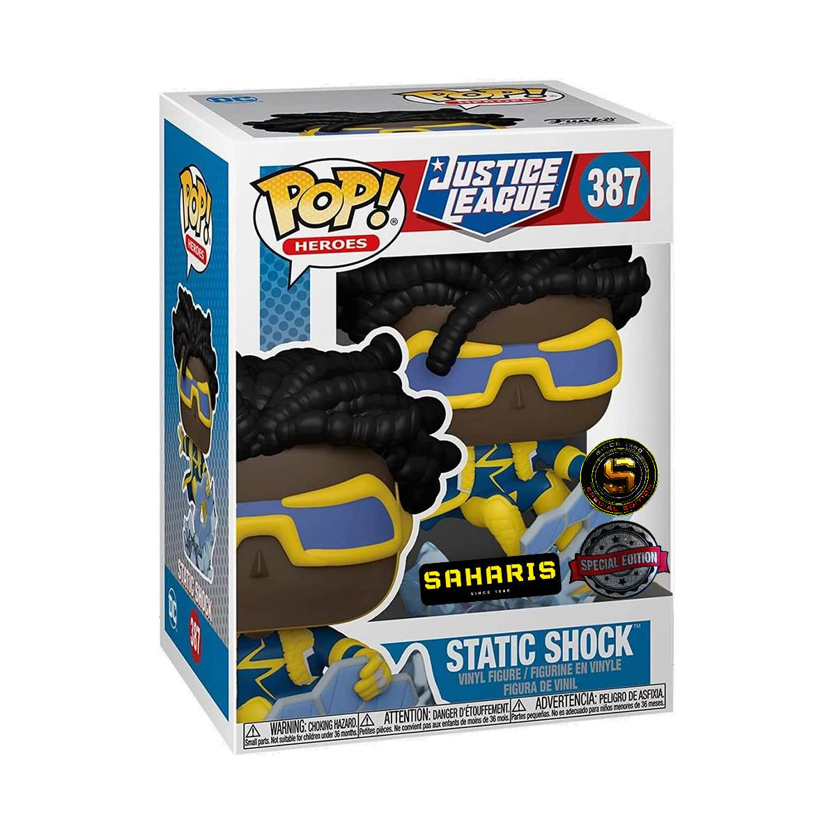 FUNKO POP DC HEROES JUSTICE LEAGUE STATIC SHOCK 387 EXCLUSIVO SAHARIS