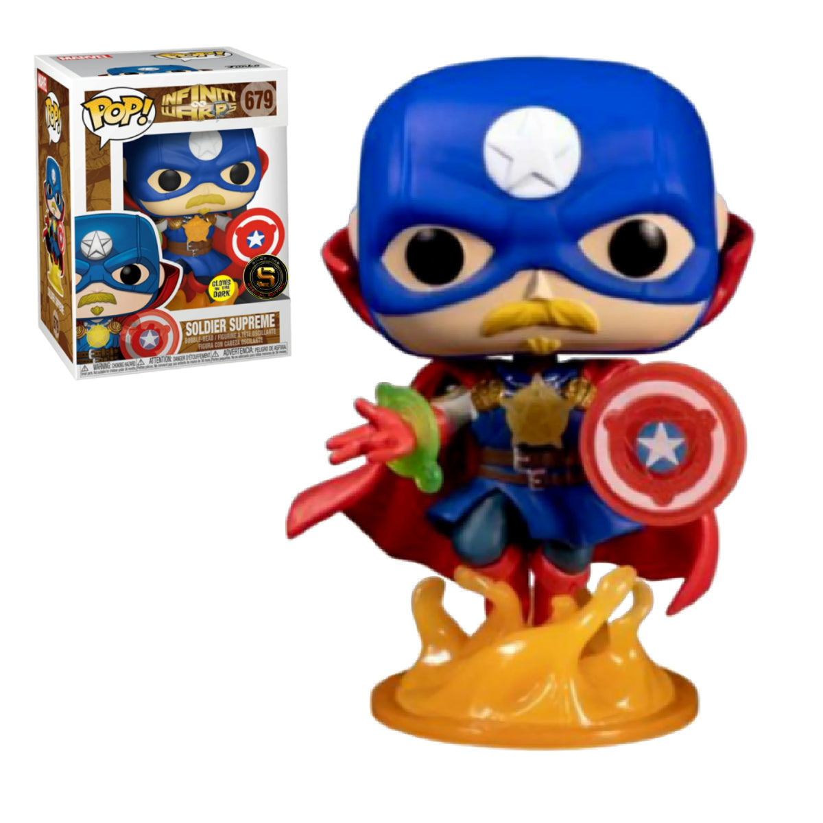 FUNKO POP MARVEL INFINITY WARPS SOLDIER SUPREME 679 EDICION ESPECIAL BRILLA EN LA OBSCURIDAD EXCLUSIVO SAHARIS