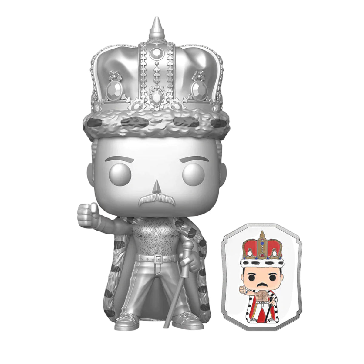 FUNKO POP ROCKS QUEEN FREDDIE MERCURY KING PLATINUM W/PIN 184 EXCLUSIVO SAHARIS