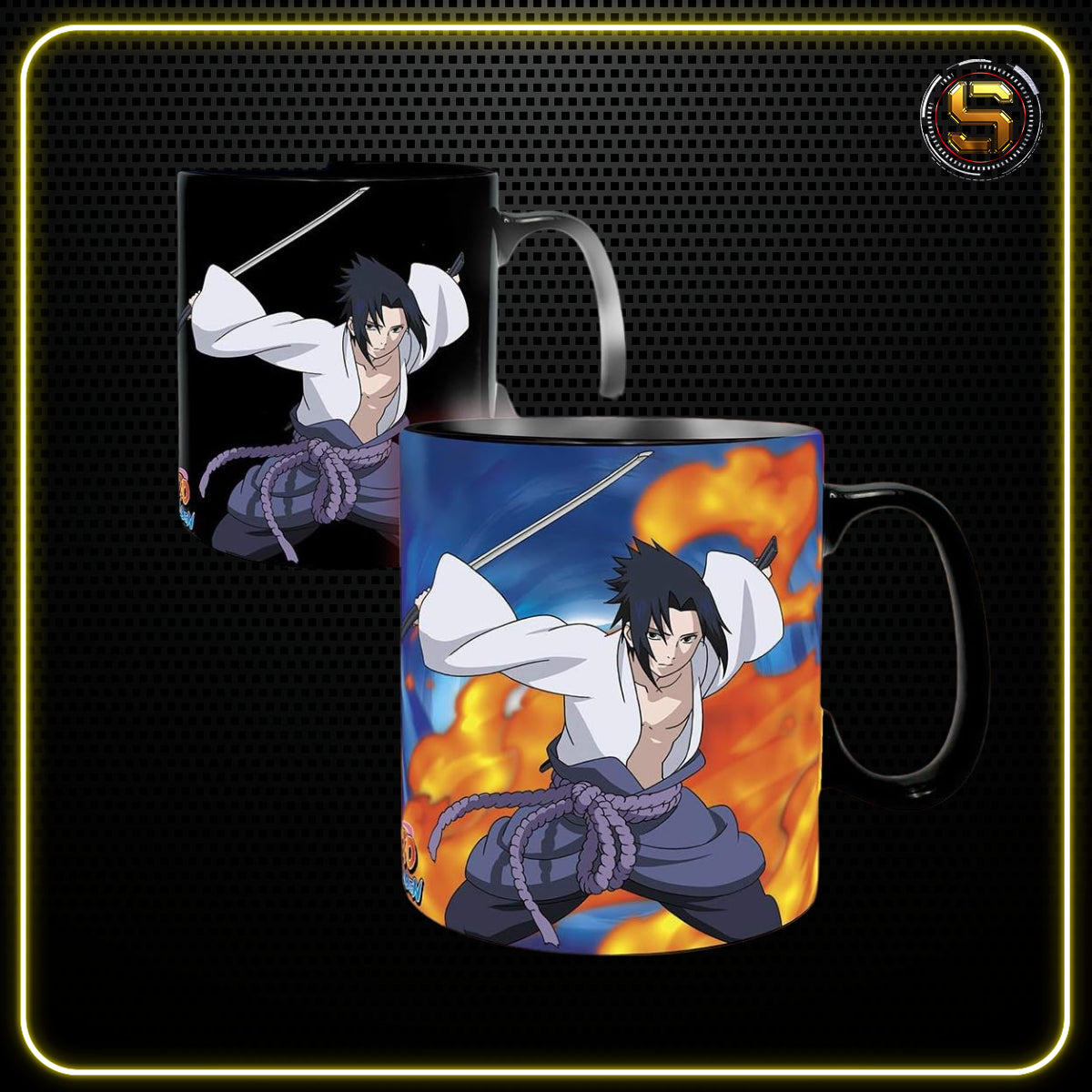 ABYSTYLE ANIME NARUTO SHIPPUDEN NARUTO & SASUKE SET DE TAZA & PORTA VASO CAMBIO DE COLOR