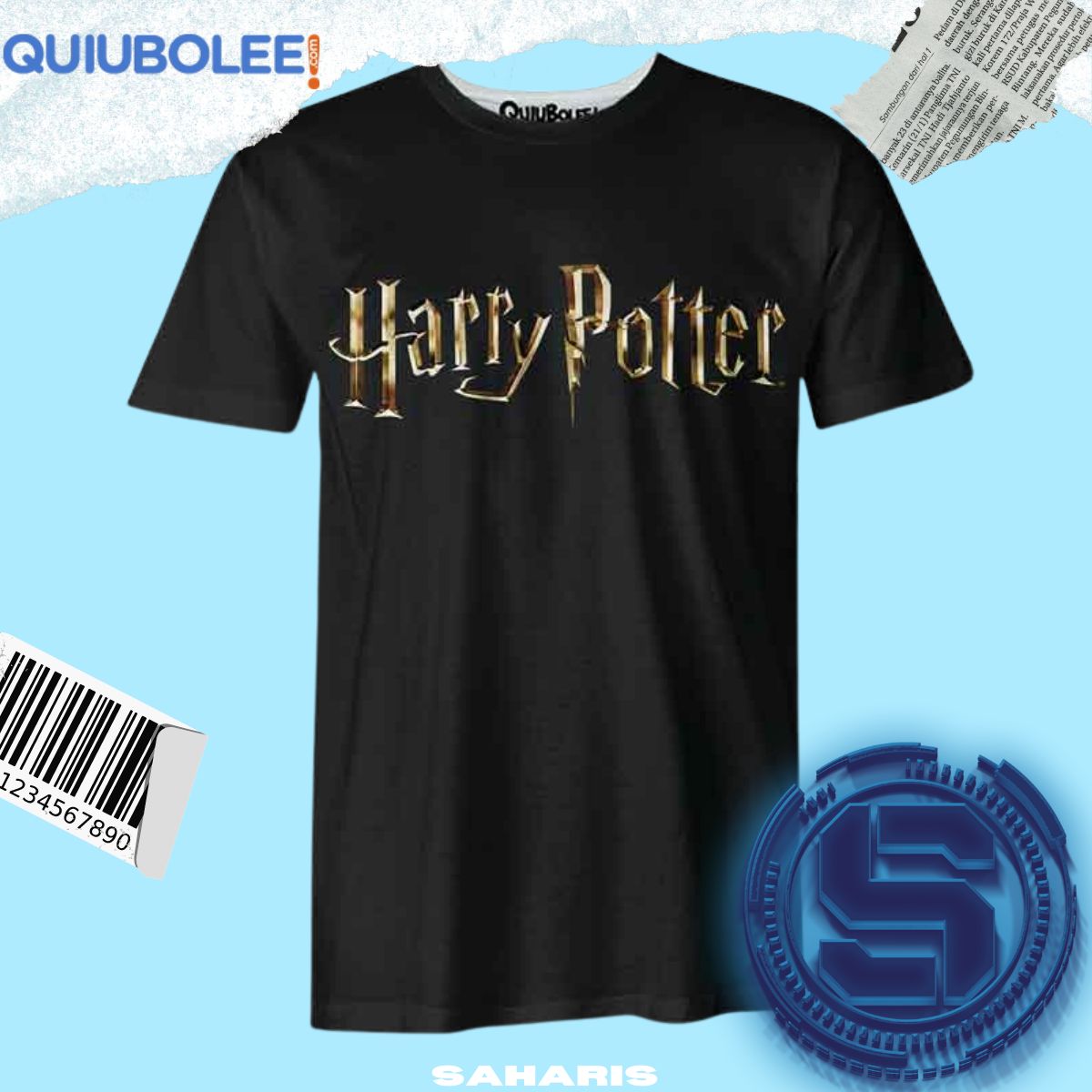 QUIUBOLEE PLAYERA MOVIES HARRY POTTER LOGO BLACK