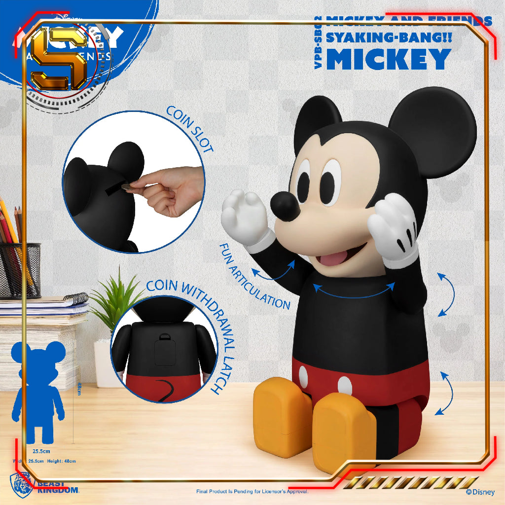BEAST KINGDOM BANK DISNEY MICKEY MOUSE SYAKING BANG PIGGY BANK