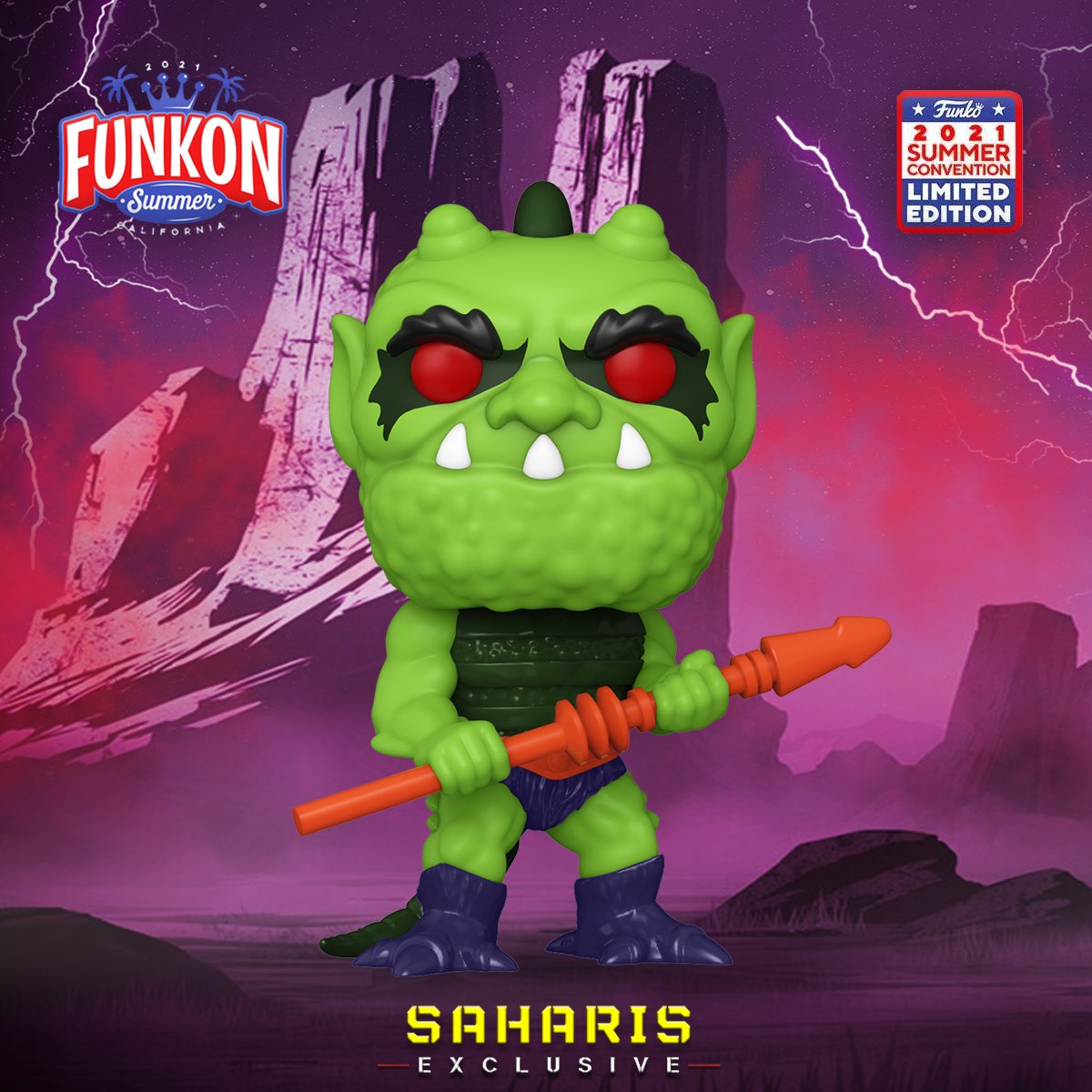 FUNKO POP RETRO TOYS MASTERS OF THE UNIVERSE WHIPLASH 82 EXCLUSIVO SAHARIS