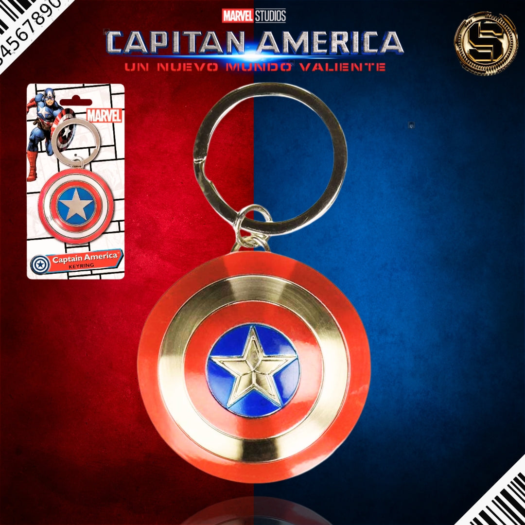 MONOGRAM MARVEL CAPTAIN AMERICA SHIELD COLORED PEWTER KEY RING