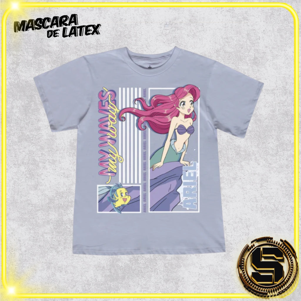 MASCARA DE LATEX PLAYERA DISNEY THE LITTLE MERMAID ARIEL Y FLOUNDER