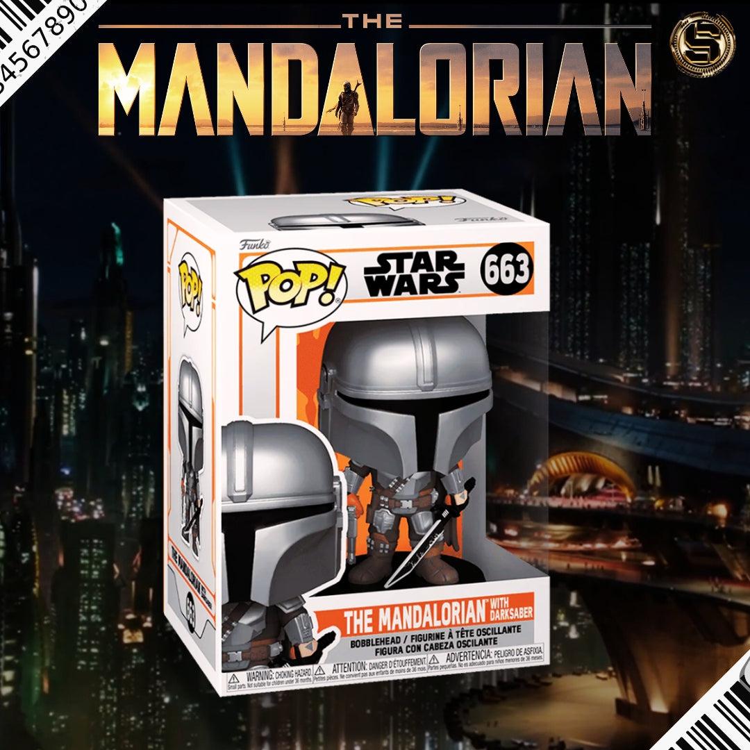 FUNKO POP STAR WARS THE MANDALORIAN THE MANDALORIAN WITH DARK SABER 663