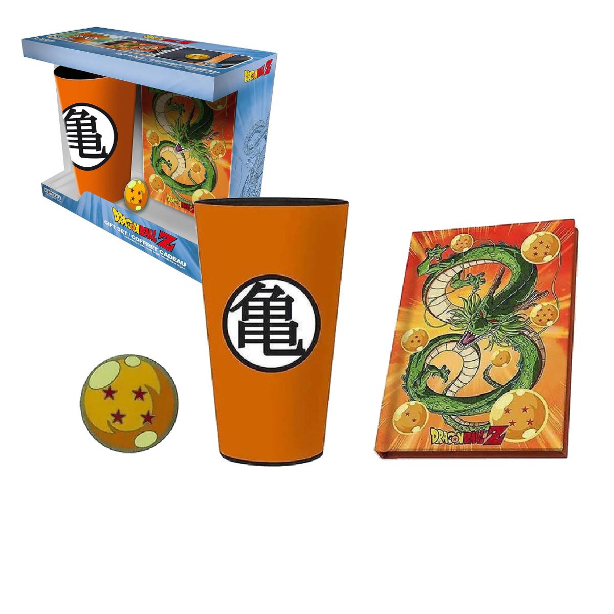 ABYSTYLE MUG ANIME DRAGON BALL XXL GLASS PIN POCKET NOTEBOOK GIFT SET