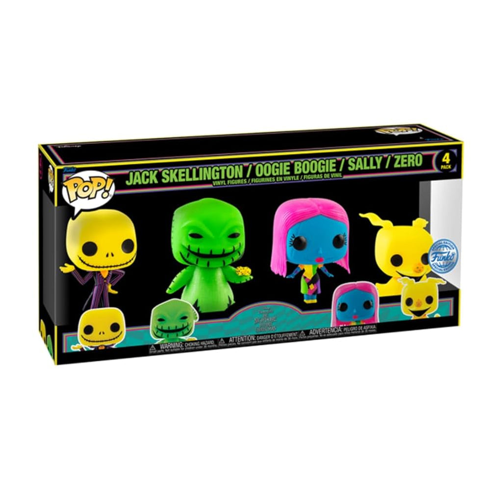 FUNKO POP DISNEY NIGHTMARE BEFORE CHRISTMAS JACK / OOGIE BOOGIE / SALLY / ZERO 4 PK (BLKLT)