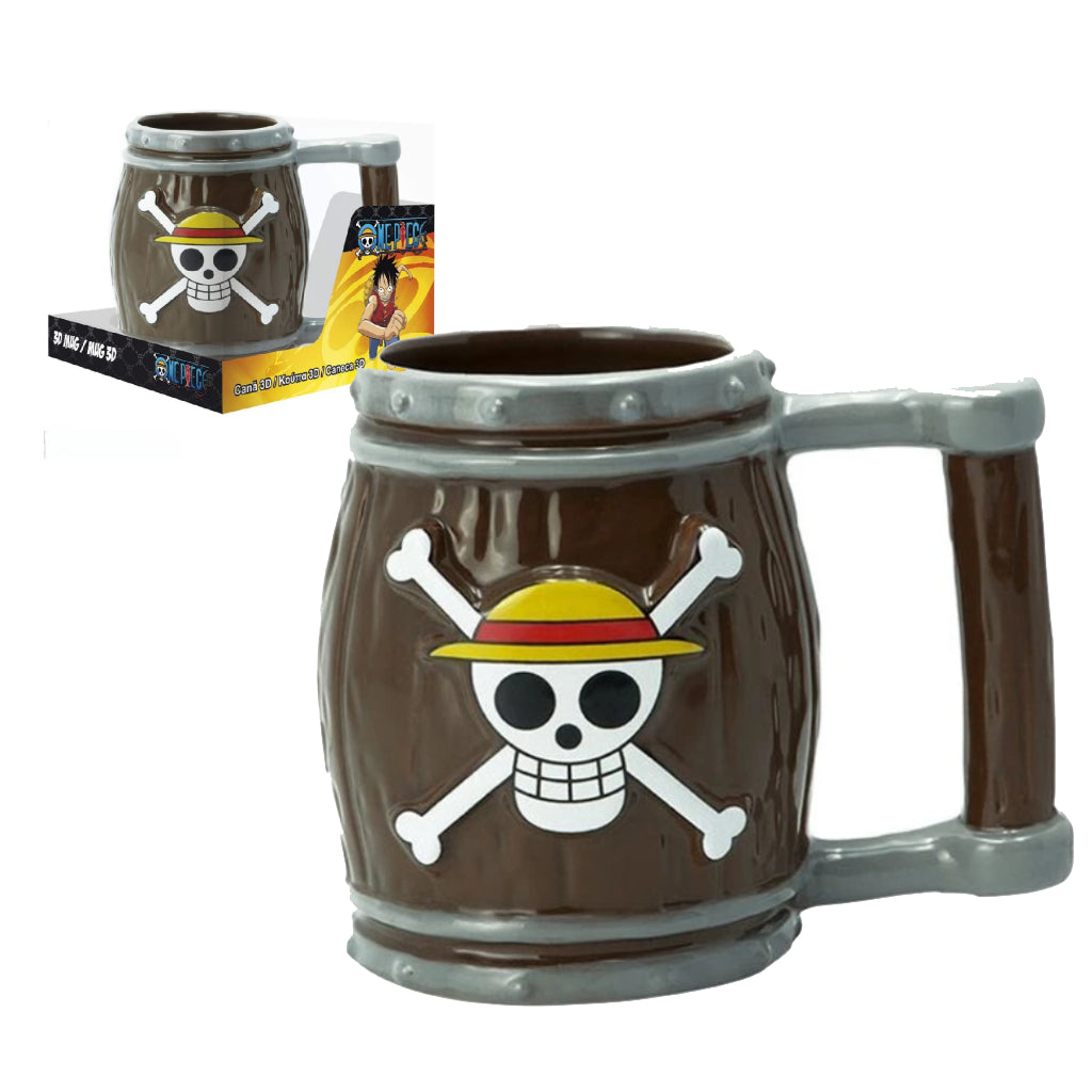 ABYSSE MUG ANIME ONE PIECE STRAW HAT SKULL BARREL 3D 12 OZ MUG