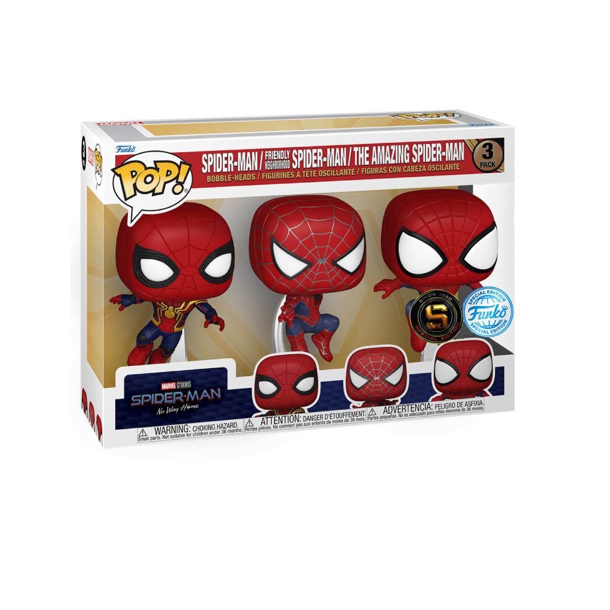 FUNKO POP MARVEL MOVIES SPIDERMAN NO WAY HOME SPIDERMAN 3 PACK EXCLUSIVO