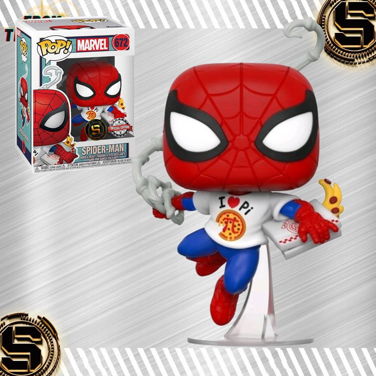 FUNKO POP MARVEL SPIDERMAN I LOVE PIZZA 672 EXCLUSIVO SAHARIS