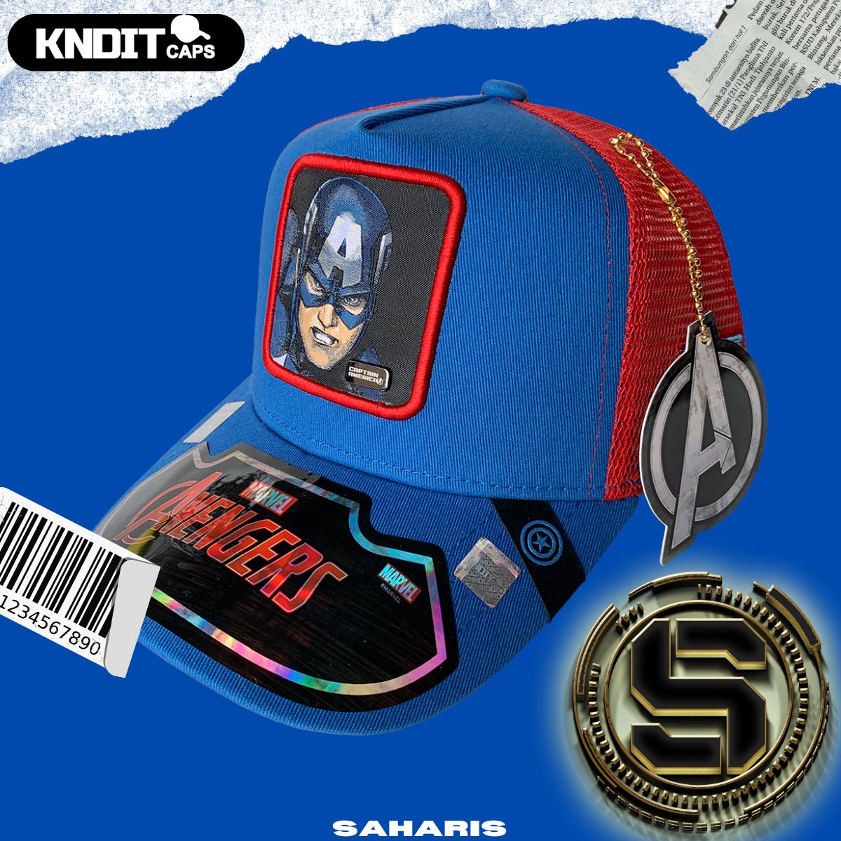 KNDIT GORRA MARVEL CAPTAIN AMERICA CARA AZUL