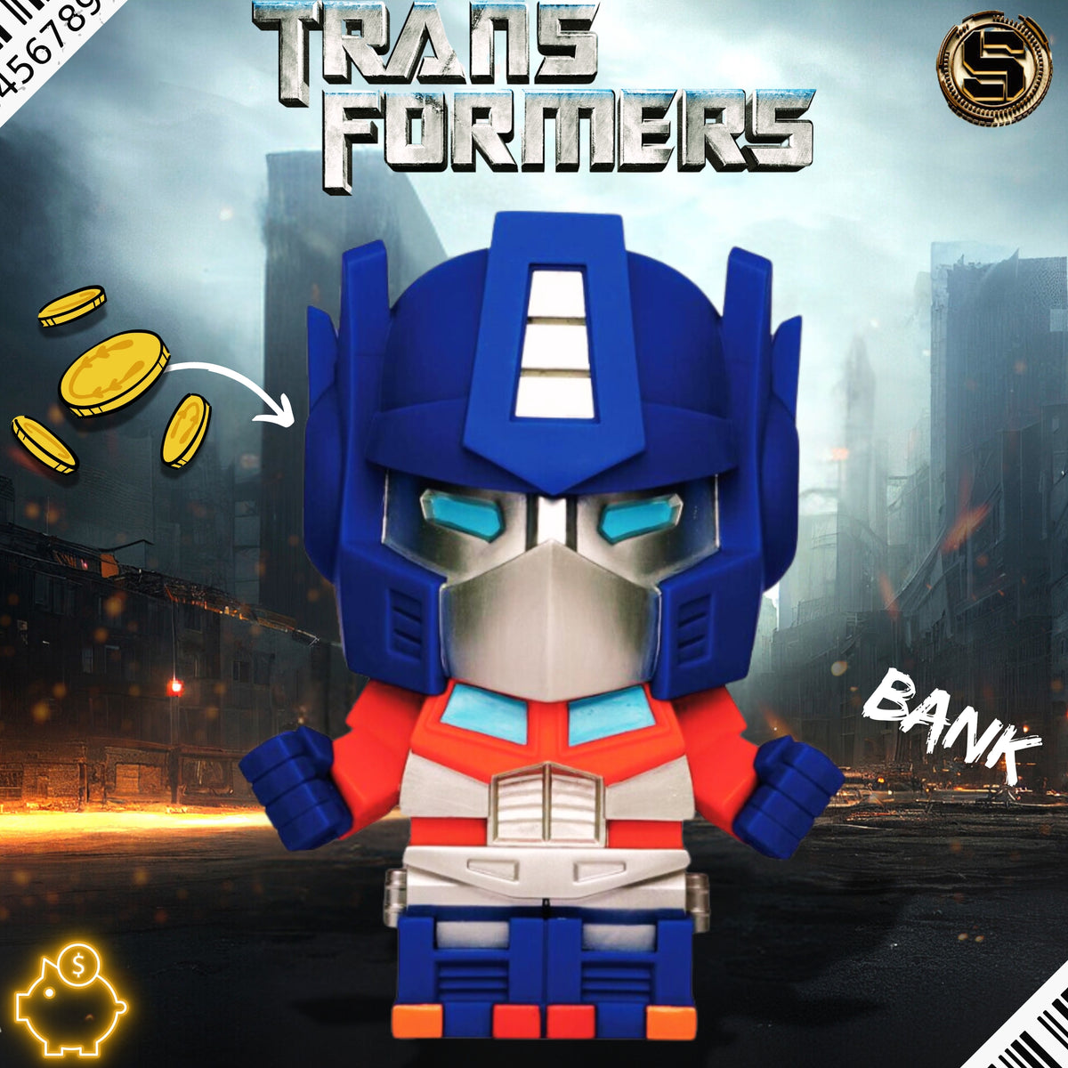 MONOGRAM ANIMATION TRANSFORMERS OPTIMUS PRIME CLASSIC FIGURAL BANK