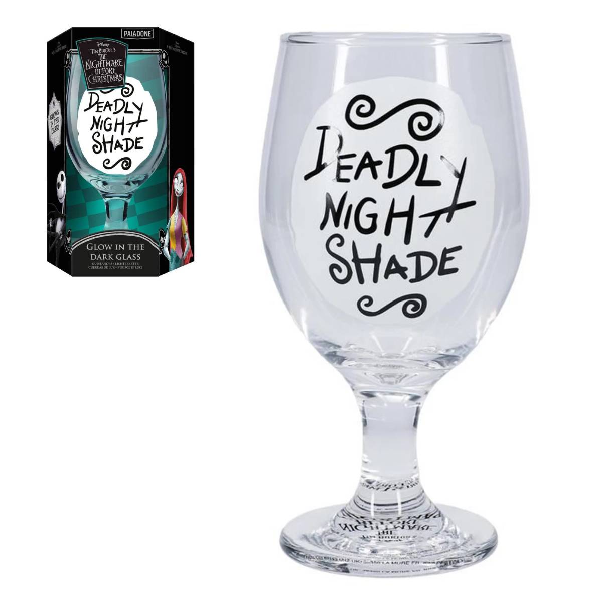 PALADONE DISNEY NIGHTMARE BEFORE CHRISTMAS GLOW IN THE DARK GLASS