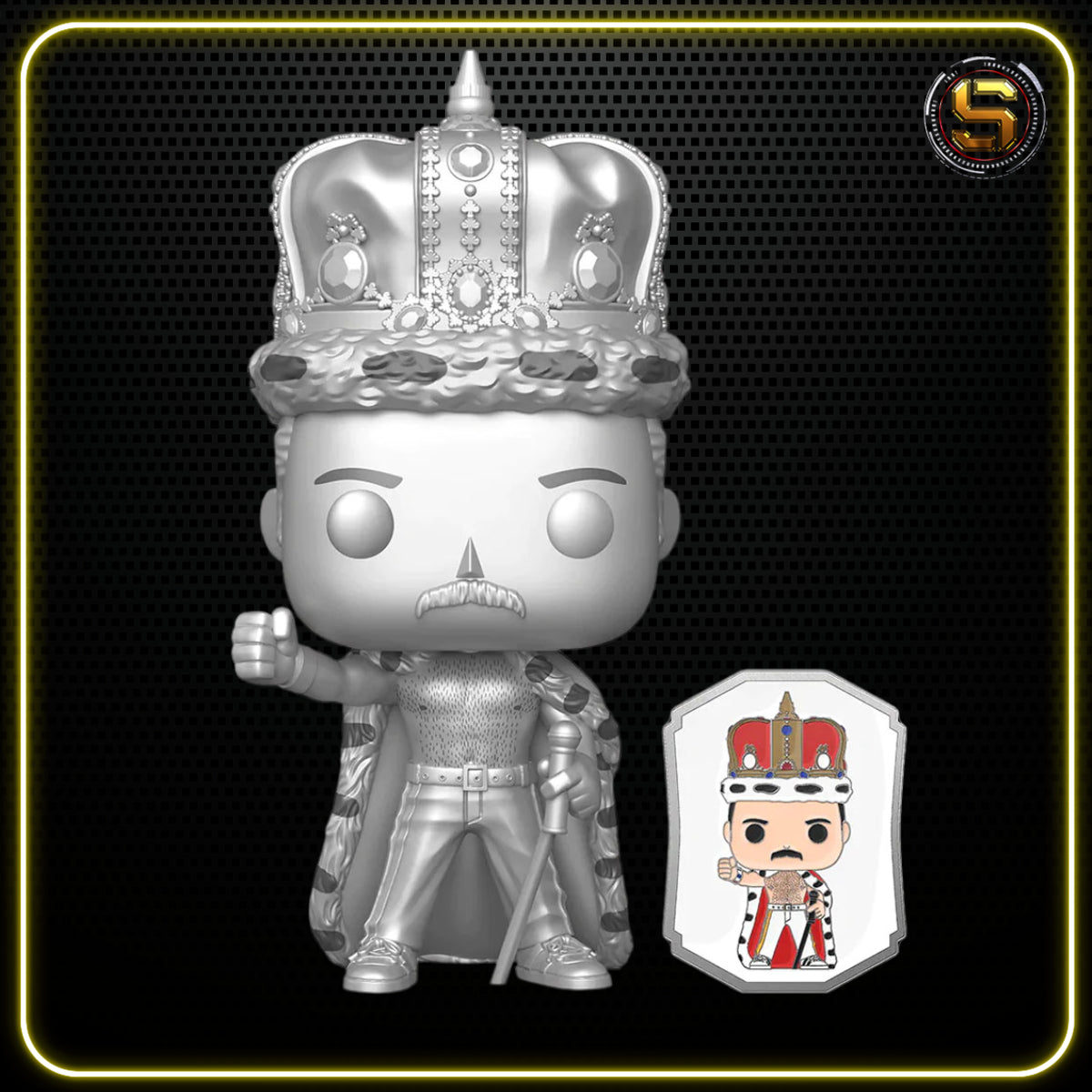 FUNKO POP ROCKS QUEEN FREDDIE MERCURY KING PLATINUM W/PIN 184 EXCLUSIVO SAHARIS