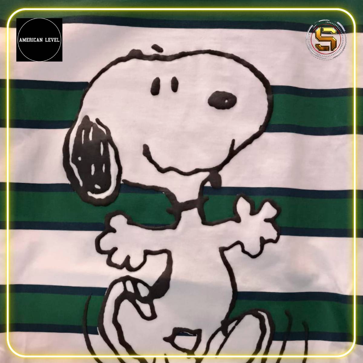 A LEVEL BLUSA PEANUTS SNOOPY RAYAS VERDES