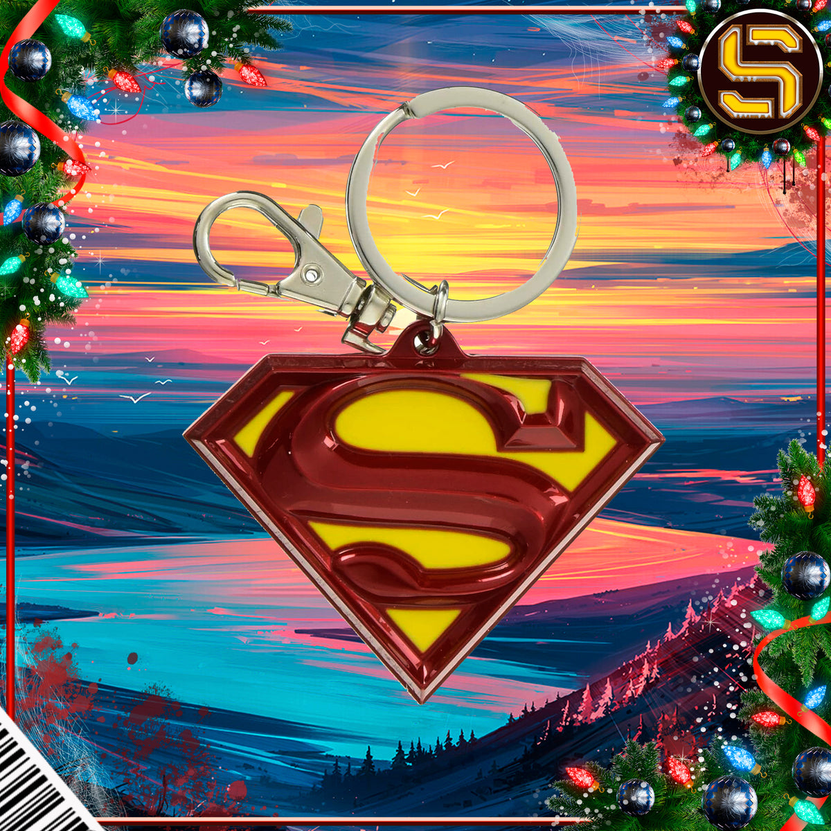 MONOGRAM DC SUPERMAN LOGO COLORED PEWTER KEY RING